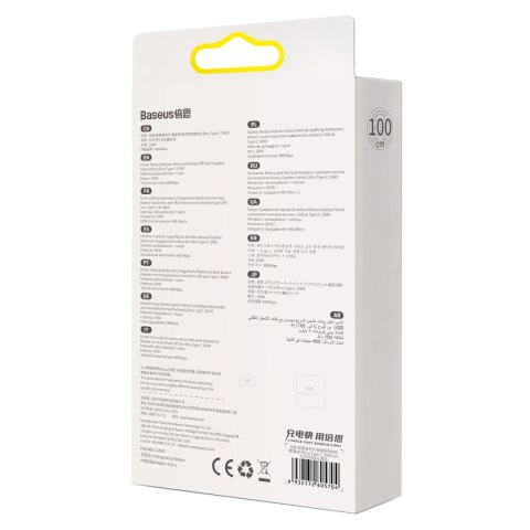Baseus kabel Explorer USB - USB-C 1,0 m czarny z automatycznym wyłączaniem 100W Baseus kabel Explorer USB - USB-C 1,0 m czarny z automatycznym wyłączaniem 100W