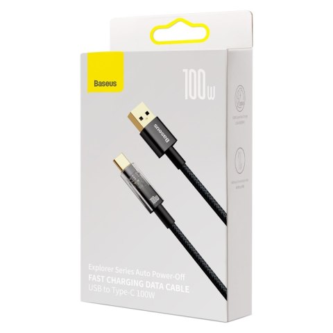 Baseus kabel Explorer USB - USB-C 1,0 m czarny z automatycznym wyłączaniem 100W Baseus kabel Explorer USB - USB-C 1,0 m czarny z automatycznym wyłączaniem 100W