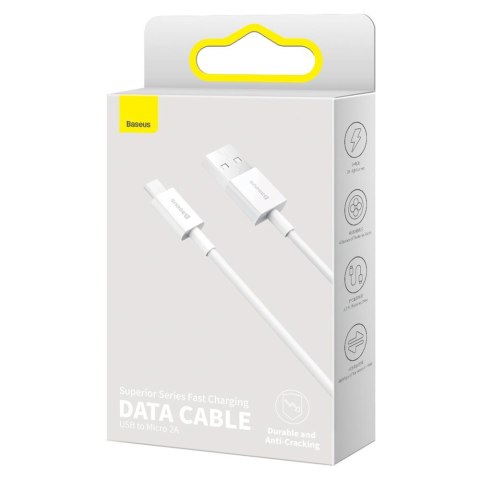 Baseus kabel Superior USB - microUSB 1,0 m 2,0A biały Baseus kabel Superior USB - microUSB 1,0 m 2,0A biały