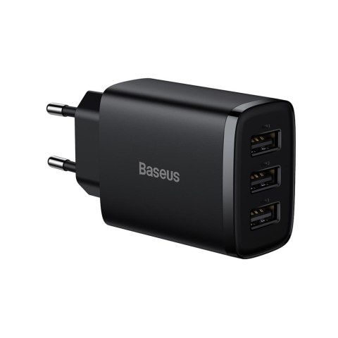 Baseus ładowarka sieciowa Compact 3 x USB czarna 17W Baseus ładowarka sieciowa Compact 3 x USB czarna 17W