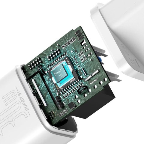 Baseus ładowarka sieciowa Super Si PD 30W 1x USB-C biała Baseus ładowarka sieciowa Super Si PD 30W 1x USB-C biała