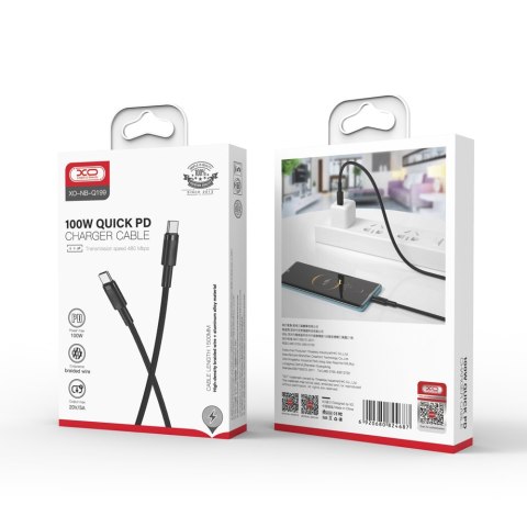 XO kabel NB-Q199 PD USB-C - USB-C 1,5m 100W czarny XO kabel NB-Q199 PD USB-C - USB-C 1,5m 100W czarny