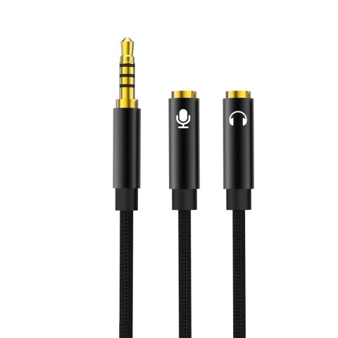 XO kabel audio 2w1 NB-R197 jack 3,5mm - złącze jack 3,5mm / mikrofon 0,23 m czarny XO kabel audio 2w1 NB-R197 jack 3,5mm - złącze jack 3,5mm / mikrofon 0,23 m czarny