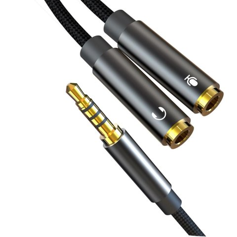 XO kabel audio 2w1 NB-R197 jack 3,5mm - złącze jack 3,5mm / mikrofon 0,23 m czarny XO kabel audio 2w1 NB-R197 jack 3,5mm - złącze jack 3,5mm / mikrofon 0,23 m czarny
