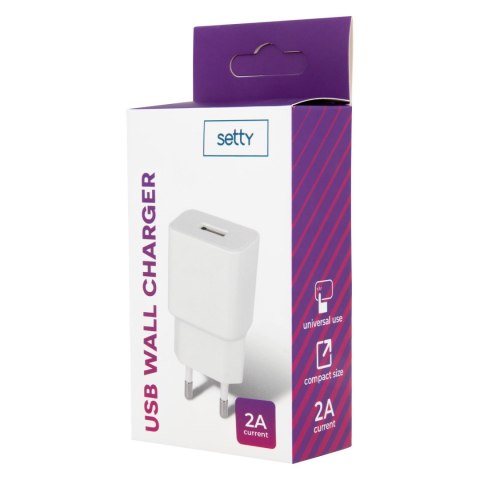 Setty ładowarka sieciowa 1xUSB 2A biała R Setty ładowarka sieciowa 1xUSB 2A biała R
