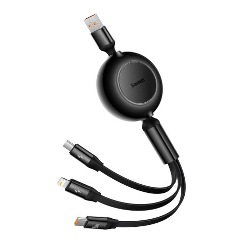 Baseus Bright Mirror 2 zwijany kabel przewód 3w1 USB Typ A - micro USB + Lightning + USB Typ C 66W 1.1m czarny (CAMJ010101) Baseus Bright Mirror 2 zwijany kabel przewód 3w1 USB Typ A - micro USB + Lightning + USB Typ C 66W 1.1m czarny (CAMJ010101)