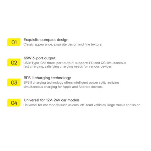 Baseus Golden Contactor Pro ładowarka samochodowa USB-A + 2x USB-C 65W ciemnoszary (CGJP010013)