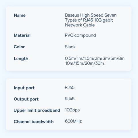 Baseus Speed Seven szybki kabel sieciowy RJ45 10Gbps 5m czarny (WKJS010501) Baseus Speed Seven szybki kabel sieciowy RJ45 10Gbps 5m czarny (WKJS010501)