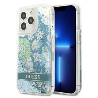 Etui Guess Flower Liquid Glitter na iPhone 13 Pro Max - zielone