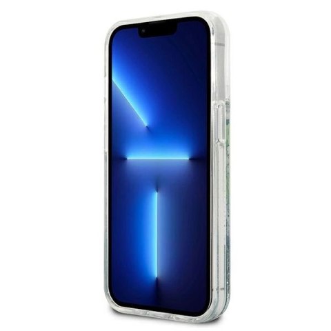 Etui Guess Flower Liquid Glitter na iPhone 13 Pro Max - zielone