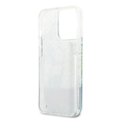 Etui Guess Flower Liquid Glitter na iPhone 13 Pro / iPhone 13 - zielone