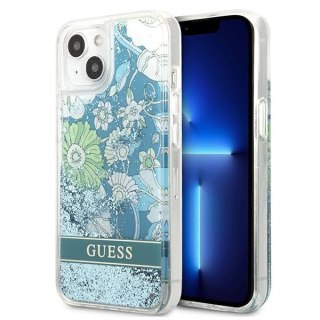 Etui Guess Flower Liquid Glitter na iPhone 13 - zielone