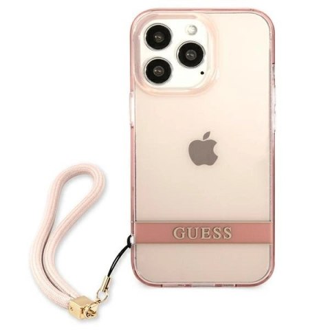 Etui Guess Translucent Strap na iPhone 13 Pro / 13 6,1" - różowe