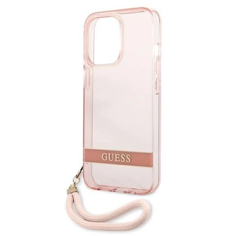 Etui Guess Translucent Strap na iPhone 13 Pro / 13 6,1" - różowe