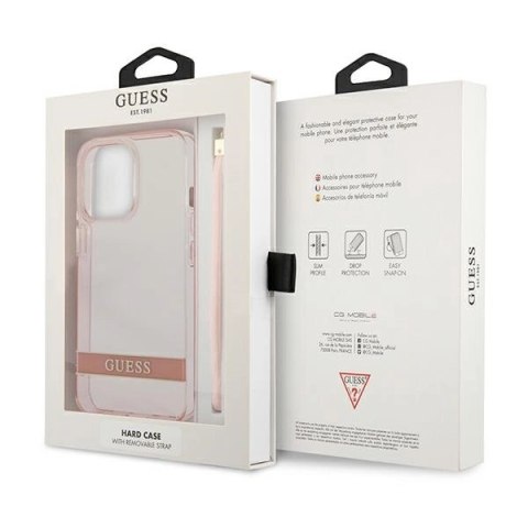Etui Guess Translucent Strap na iPhone 13 Pro / 13 6,1" - różowe