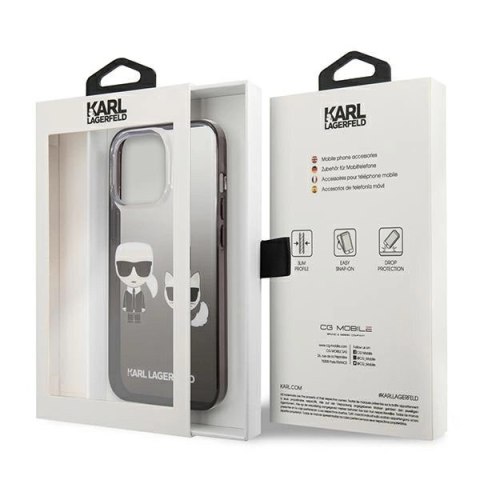 Etui Karl Lagerfeld Gradient Ikonik Karl&Choupette na iPhone 13 Pro / iPhone 13 - czarne Etui Karl Lagerfeld Gradient Ikonik Karl&Choupette na iPhone 13 Pro / iPhone 13 - czarne