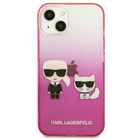 Etui Karl Lagerfeld Gradient Ikonik Karl&Choupette na iPhone 13 mini - różowe Etui Karl Lagerfeld Gradient Ikonik Karl&Choupette na iPhone 13 mini - różowe