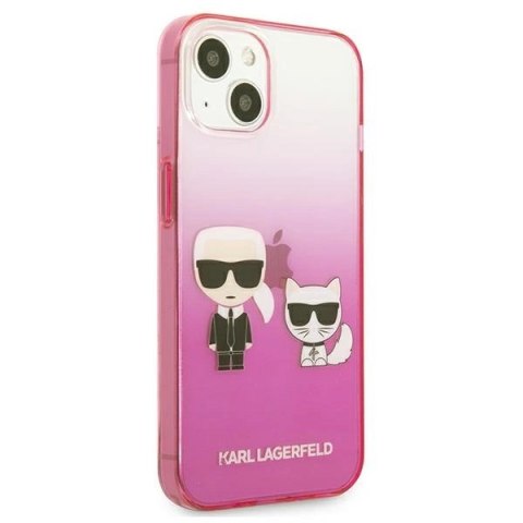 Etui Karl Lagerfeld Gradient Ikonik Karl&Choupette na iPhone 13 mini - różowe Etui Karl Lagerfeld Gradient Ikonik Karl&Choupette na iPhone 13 mini - różowe