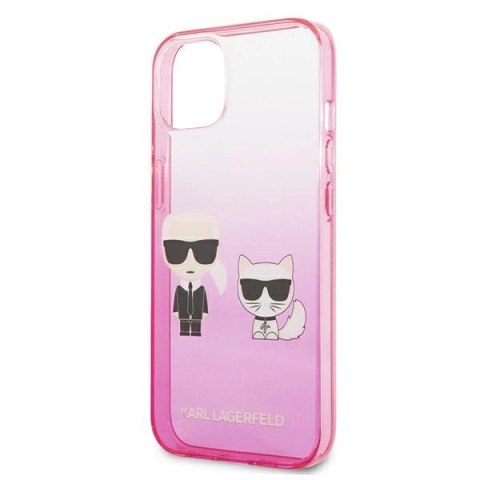 Etui Karl Lagerfeld Gradient Ikonik Karl&Choupette na iPhone 13 mini - różowe Etui Karl Lagerfeld Gradient Ikonik Karl&Choupette na iPhone 13 mini - różowe