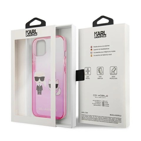 Etui Karl Lagerfeld Gradient Ikonik Karl&Choupette na iPhone 13 mini - różowe Etui Karl Lagerfeld Gradient Ikonik Karl&Choupette na iPhone 13 mini - różowe