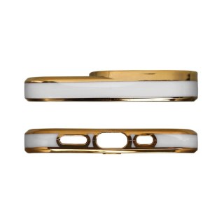 Fashion Case etui do iPhone 12 Pro żelowy pokrowiec ze złotą ramką biały