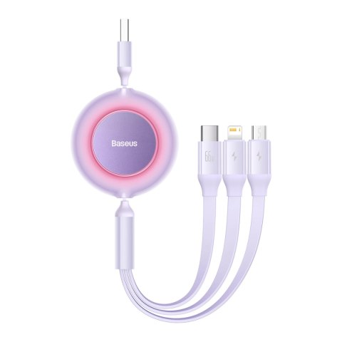 Kabel Baseus Bright Mirror 2 CAMJ010105 zwijany 3w1 USB-A - micro USB / Lightning / USB-C 66W 1.1m - fioletowy Kabel Baseus Bright Mirror 2 CAMJ010105 zwijany 3w1 USB-A - micro USB / Lightning / USB-C 66W 1.1m - fioletowy