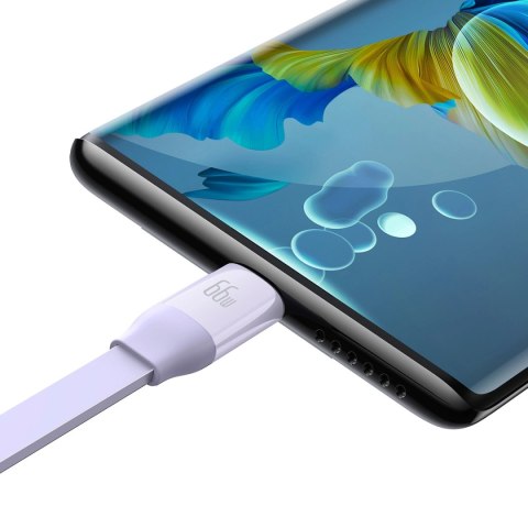 Kabel Baseus Bright Mirror 2 CAMJ010105 zwijany 3w1 USB-A - micro USB / Lightning / USB-C 66W 1.1m - fioletowy Kabel Baseus Bright Mirror 2 CAMJ010105 zwijany 3w1 USB-A - micro USB / Lightning / USB-C 66W 1.1m - fioletowy