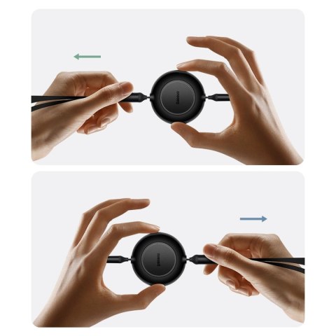 Kabel Baseus Bright Mirror 2 CAMJ010105 zwijany 3w1 USB-A - micro USB / Lightning / USB-C 66W 1.1m - fioletowy Kabel Baseus Bright Mirror 2 CAMJ010105 zwijany 3w1 USB-A - micro USB / Lightning / USB-C 66W 1.1m - fioletowy