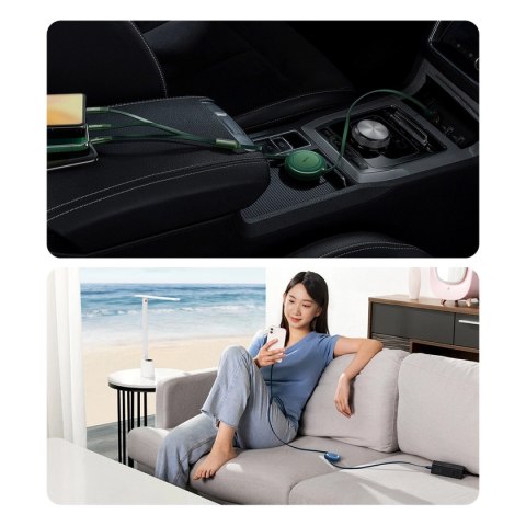 Kabel Baseus Bright Mirror 2 CAMJ010105 zwijany 3w1 USB-A - micro USB / Lightning / USB-C 66W 1.1m - fioletowy Kabel Baseus Bright Mirror 2 CAMJ010105 zwijany 3w1 USB-A - micro USB / Lightning / USB-C 66W 1.1m - fioletowy