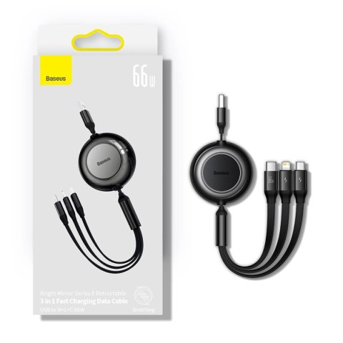 Kabel Baseus Bright Mirror 2 CAMJ010105 zwijany 3w1 USB-A - micro USB / Lightning / USB-C 66W 1.1m - fioletowy Kabel Baseus Bright Mirror 2 CAMJ010105 zwijany 3w1 USB-A - micro USB / Lightning / USB-C 66W 1.1m - fioletowy