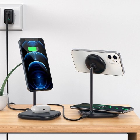 Acefast bezprzewodowa ładowarka Qi 15W do iPhone (z MagSafe) i Apple AirPods stojak podstawka uchwyt magnetyczny szary (E6 grey) Acefast bezprzewodowa ładowarka Qi 15W do iPhone (z MagSafe) i Apple AirPods stojak podstawka uchwyt magnetyczny szary (E6 grey)