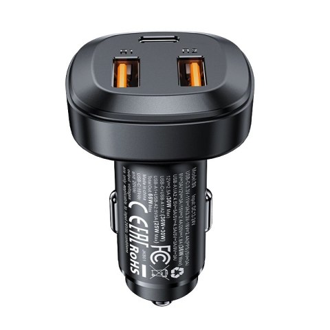 Acefast ładowarka samochodowa 66W 2x USB / USB Typ C, PPS, Power Delivery, Quick Charge 4.0, AFC, FCP, SCP czarny (B9) Acefast ładowarka samochodowa 66W 2x USB / USB Typ C, PPS, Power Delivery, Quick Charge 4.0, AFC, FCP, SCP czarny (B9)