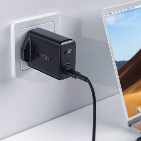 Acefast ładowarka sieciowa GaN (wtyczka UK) 2x USB Typ C 50W, Power Delivery, PPS, Q3 3.0, AFC, FCP czarny (A32 UK) Acefast ładowarka sieciowa GaN (wtyczka UK) 2x USB Typ C 50W, Power Delivery, PPS, Q3 3.0, AFC, FCP czarny (A32 UK)