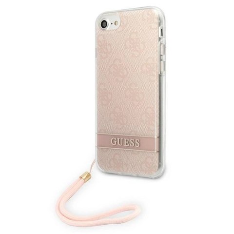 Etui Guess 4G Print Strap na iPhone SE 2022 / SE 2020 / 7 / 8 - różowe