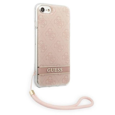 Etui Guess 4G Print Strap na iPhone SE 2022 / SE 2020 / 7 / 8 - różowe