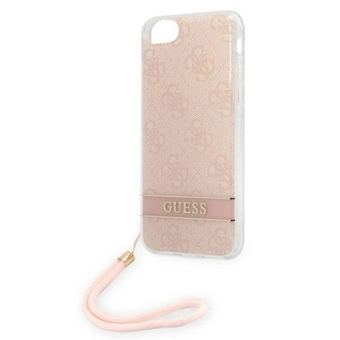 Etui Guess 4G Print Strap na iPhone SE 2022 / SE 2020 / 7 / 8 - różowe