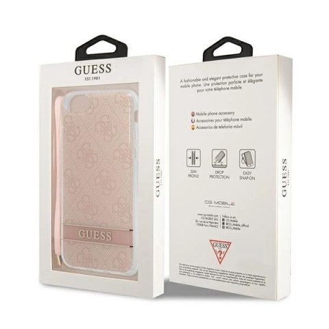 Etui Guess 4G Print Strap na iPhone SE 2022 / SE 2020 / 7 / 8 - różowe