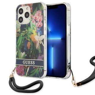 Etui Guess Flower Strap na iPhone 13 Pro / iPhone 13 - niebieskie