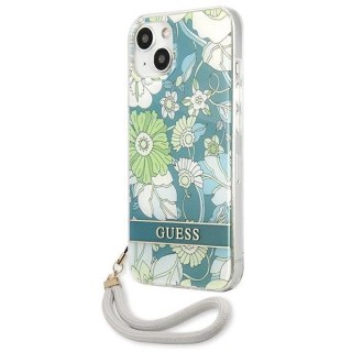 Etui Guess Flower Strap na iPhone 13 mini - zielone