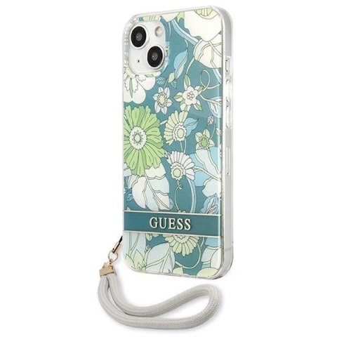 Etui Guess Flower Strap na iPhone 13 mini - zielone