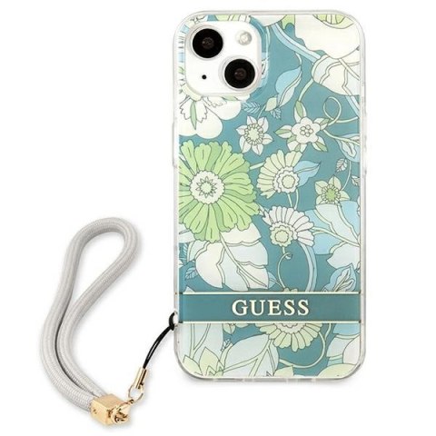 Etui Guess Flower Strap na iPhone 13 mini - zielone