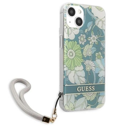 Etui Guess Flower Strap na iPhone 13 mini - zielone