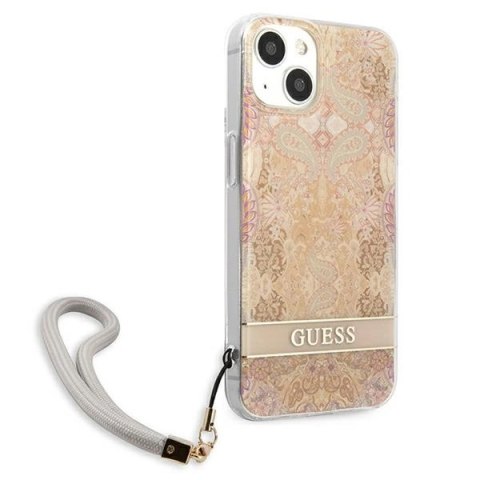 Etui Guess Flower Strap na iPhone 13 mini - złote