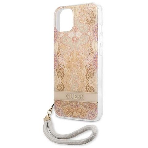 Etui Guess Flower Strap na iPhone 13 mini - złote