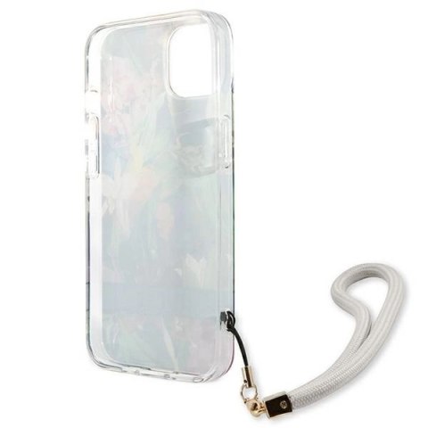 Etui Guess Flower Strap na iPhone 13 - niebieskie