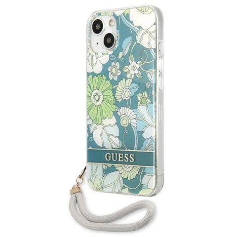 Etui Guess Flower Strap na iPhone 13 - zielone