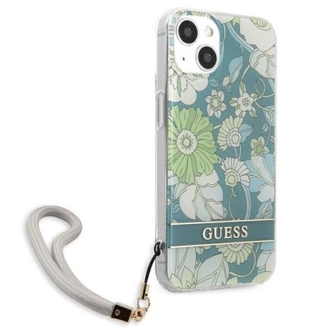 Etui Guess Flower Strap na iPhone 13 - zielone
