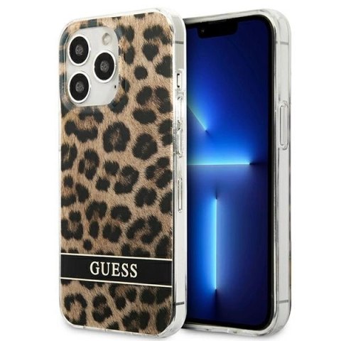 Etui Guess Leopard na iPhone 13 Pro / iPhone 13 - brązowe