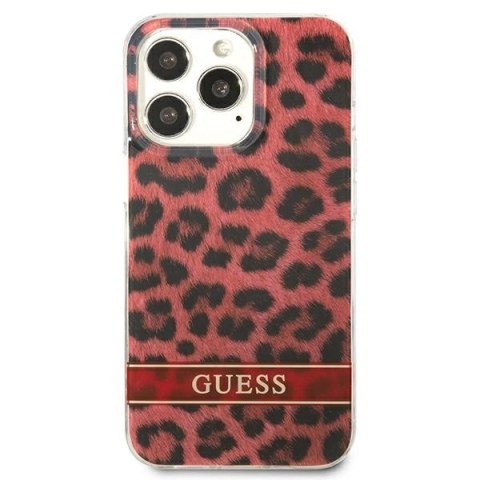 Etui Guess Leopard na iPhone 13 Pro / iPhone 13 - czerwone