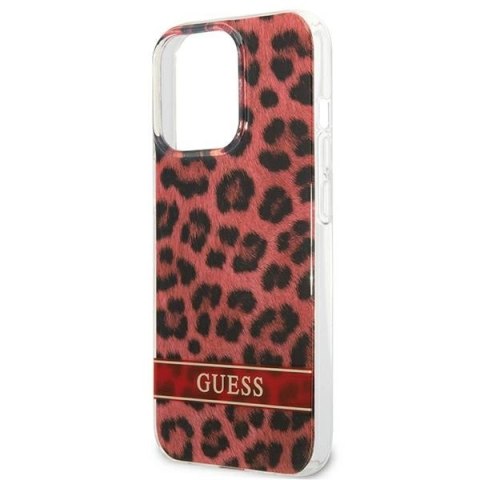 Etui Guess Leopard na iPhone 13 Pro / iPhone 13 - czerwone